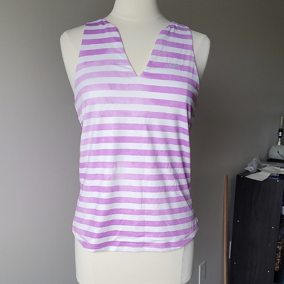Nike Tops - Nike Lavender and White Striped Tank Top Size L Dri-Fit Athletic Top Workout